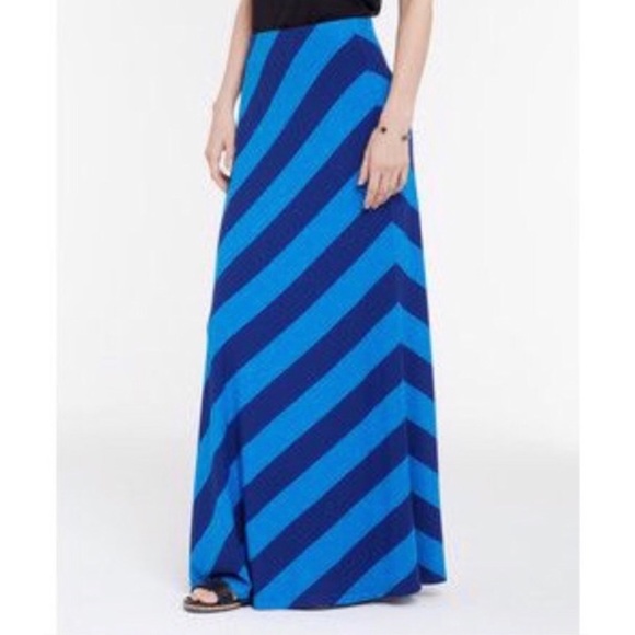 Ann Taylor Dresses & Skirts - Ann Taylor Blue Diagonal Stripe Maxi Skirt Medium